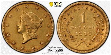 1849 G$1 Open Wreath XF45