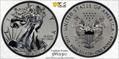 2019-S $1 Silver Eagle Enhanced Rev PR First Strike PR70