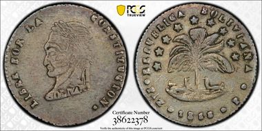 1855-PAZ P 1/2 Sol KM-127 La Paz Head XF40