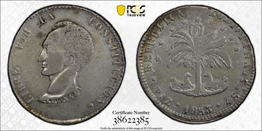 1853-PAZ J 4 Sol Bare Head, Small Stars VF25