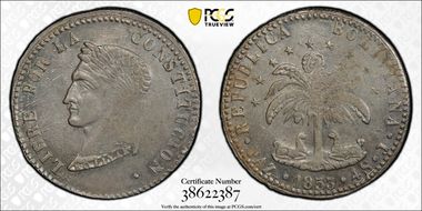 1853-PAZ J 4 Sol Laureate Head MS62