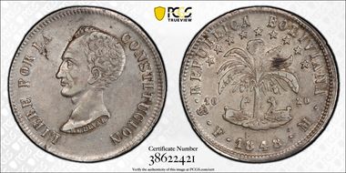 1848-PTS FM 8 Sol Small date AU50