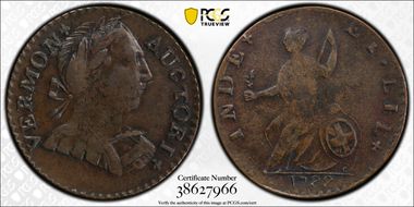 1788 VT 1/2P Bust Right XF45BN