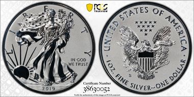 2019-S $1 Silver Eagle Enhanced Rev PR First Strike PR70