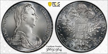 "1780"-S.F. Thaler Modern Restrike (1853-Present) MS68