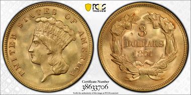 1874 $3 MS64