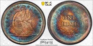 1839 10C No Drapery MS68
