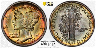 1916-D 10C MS67+ FB