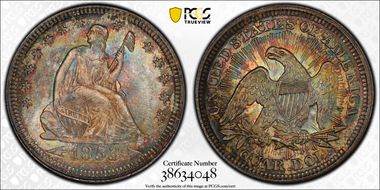 1853 25C Arrows and Rays MS67