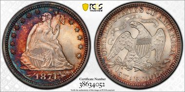 1874 25C Arrows MS67