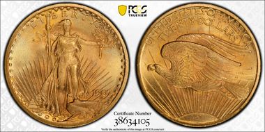 1907 $20 Saint-Gaudens MS66+