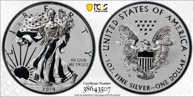 2019-S $1 Silver Eagle Enhanced Rev PR First Strike PR70