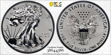 2019-S $1 Silver Eagle Enhanced Rev PR First Strike PR70