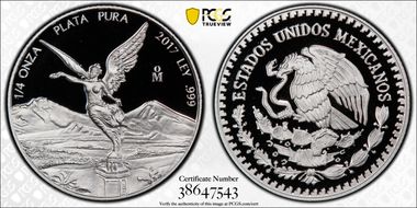 2017-Mo 1/4 oz Libertad Ag PR70DCAM