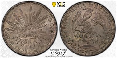 1831-Go MJ 8 R Go12 2 Stars 1 Period MS62