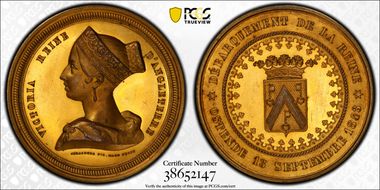 1843 Medal Tourneur-611 Gilt Ae SP63