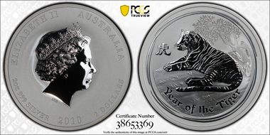 2010-P $2 Year of the Tiger 2oz Ag MS70