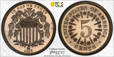 1866 5C Rays PR66CAM