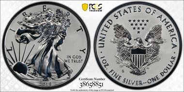 2019-S $1 Silver Eagle Enhanced Rev PR First Strike PR70