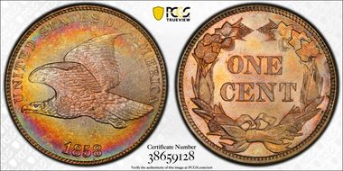 1858 1C Large Letters MS64