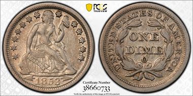 1853-O 10C Arrows VF30