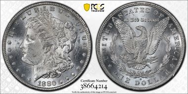 1880/9-S $1 VAM 11, 0/9 Overdate MS63