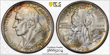 1936-D 50C Boone MS67+