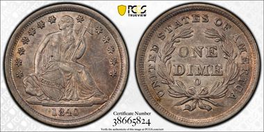 1840-O 10C No Drapery AU55