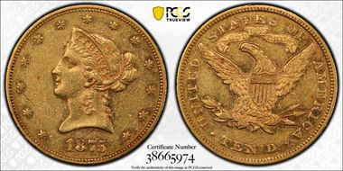 1875 $10 AU50