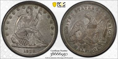 1839 50C Drapery AU58+