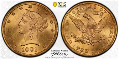 1901 $10 MS64+ 