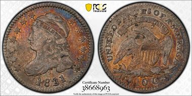 1821 10C Large Date VF25