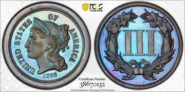 1868 3C J-616 PR66+ BN