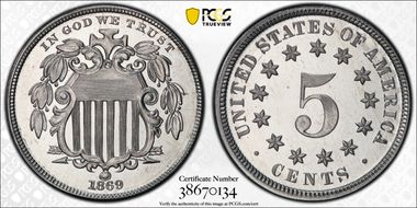 1869 5C J-688 PR67CAM