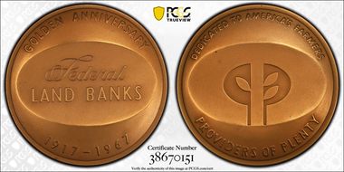 1967 Medal D1967-2a Bronze 76mm Federal Land Banks SP64