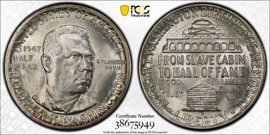 1947-D 50C Booker T. Washington MS66+ 