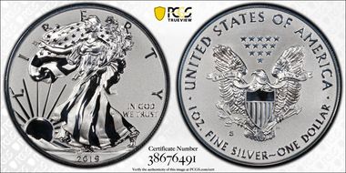 2019-S $1 Silver Eagle Enhanced Rev PR First Strike PR70