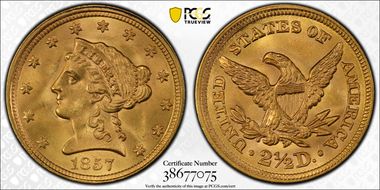 1857 $2.50 MS66+