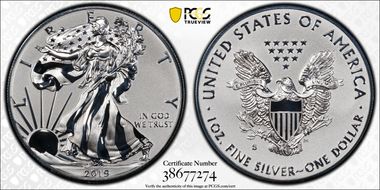 2019-S $1 Silver Eagle Enhanced Rev PR First Strike PR70