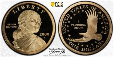 2008-S SAC$1 PR70DCAM