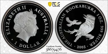 2003-P $1 Kookaburra Ag PR70DCAM