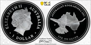2001-P $1 Kookaburra Ag PR69DCAM