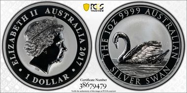 2017-P $1 Silver Swan MS70