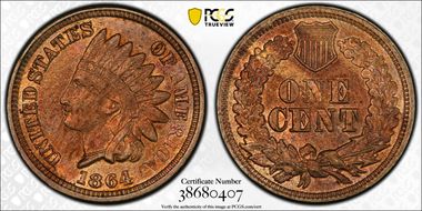 1864 1C Copper-Nickel MS62