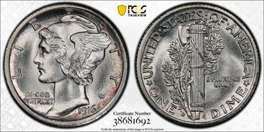1916-D 10C MS67FB