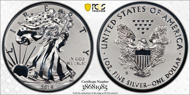 2019-S $1 Silver Eagle Enhanced Rev PR First Strike PR70