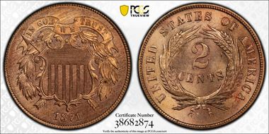 1871 2C MS65+ RD