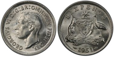 1951(m) 6D KM-45  Ag MS64