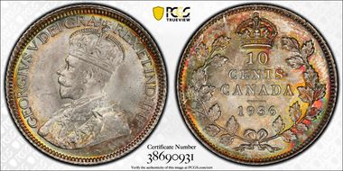 1936 10C MS65+