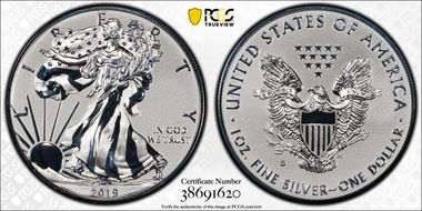2019-S $1 Silver Eagle Enhanced Rev PR First Strike PR70